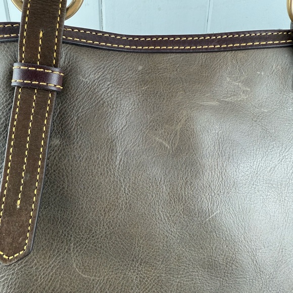 Dooney & Bourke Two-Tone Brown Leather Tote - Picture 6 of 9